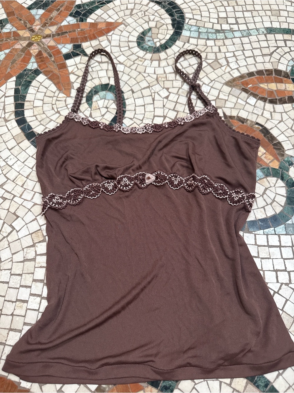 H&M Chocolate Brown Lace-Trim Camisole
